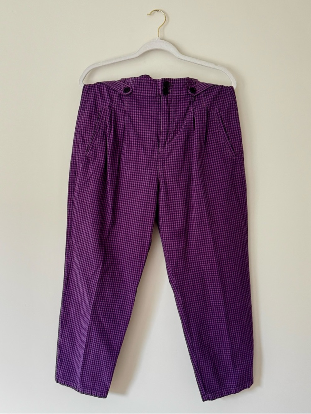 Sundance Life of Dreams Gingham Trouser Pants, Purple Checker Print – Size 10